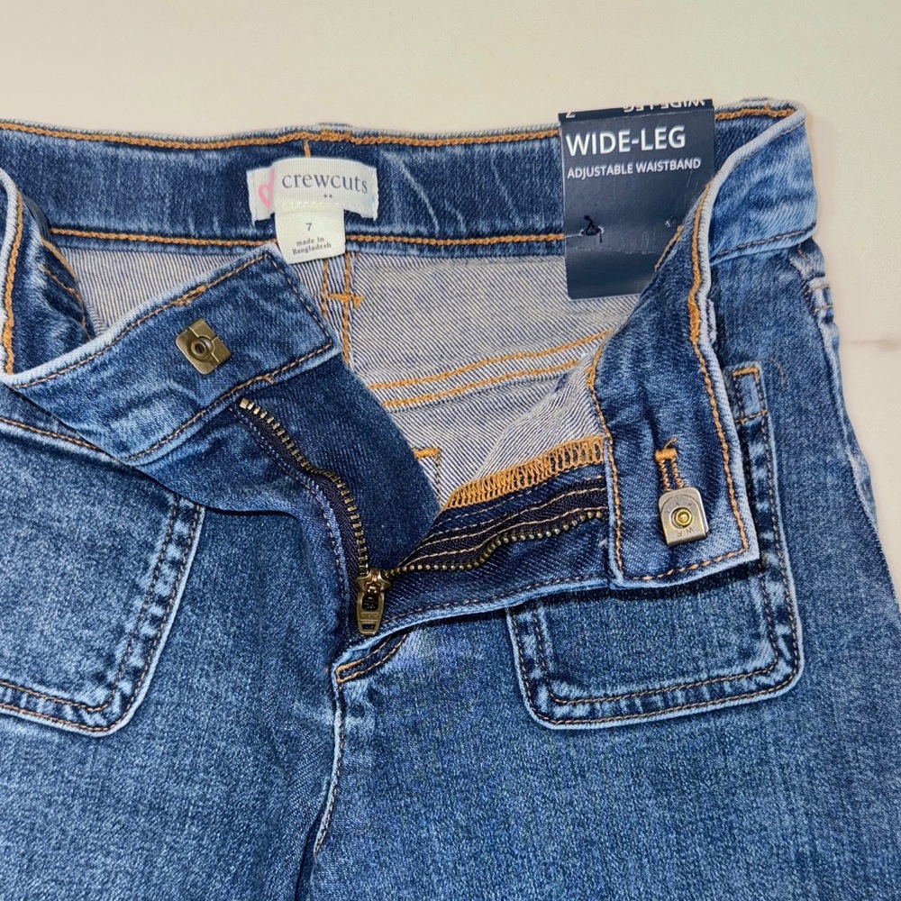 Crewcuts Girls Wide-Leg size 7 Jeans Denim NWT - Picture 2 of 4